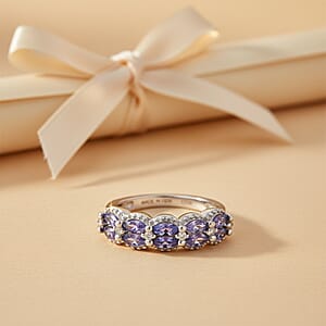 D'Joy Tanzanite and White Zircon 0.75 ctw Ring in Platinum Over Sterling Silver (Size  8.0)