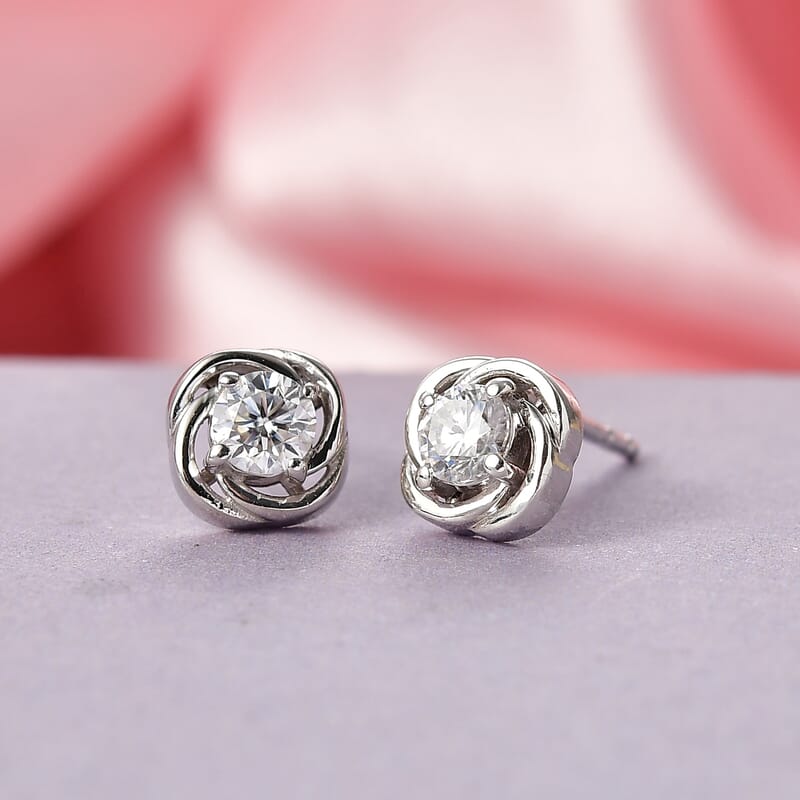 D'Joy Moissanite 0.50 ctw Earrings in Platinum Over Sterling Silver