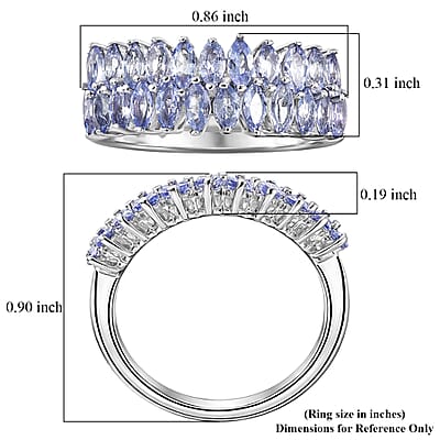 EverTrue Tanzanite 1.70 ctw Band Ring in Platinum Bond (Size 5.0)