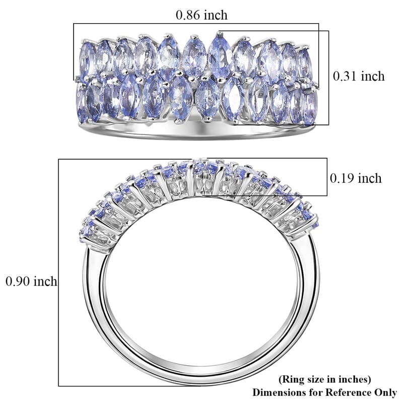 EverTrue Tanzanite 1.70 ctw Band Ring in Platinum Bond (Size 6.0)
