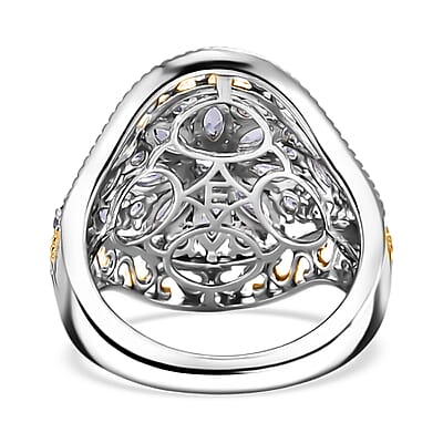 EverTrue Tanzanite 2.10 ctw Sunflower Bloom Ring in 18K YG Plated and Platinum Bond (Size 6.0)