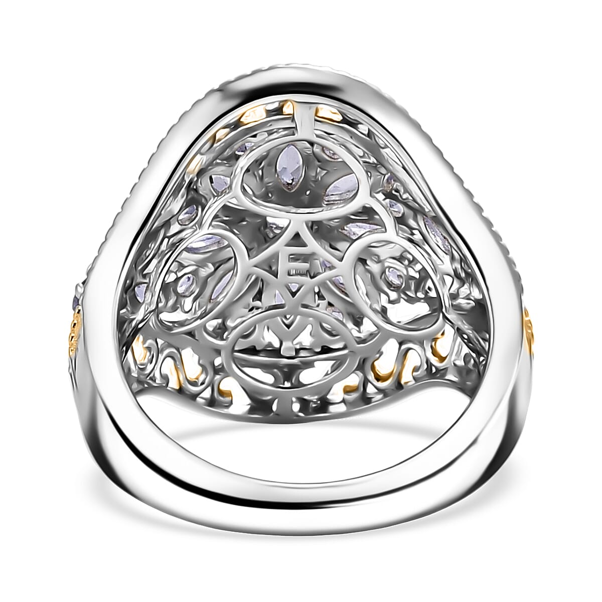 EverTrue Tanzanite 2.10 ctw Sunflower Bloom Ring in 18K YG Plated and Platinum Bond (Size 7.0)
