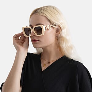 Beige UV400 Gold Snake Temples Design Sunglasses