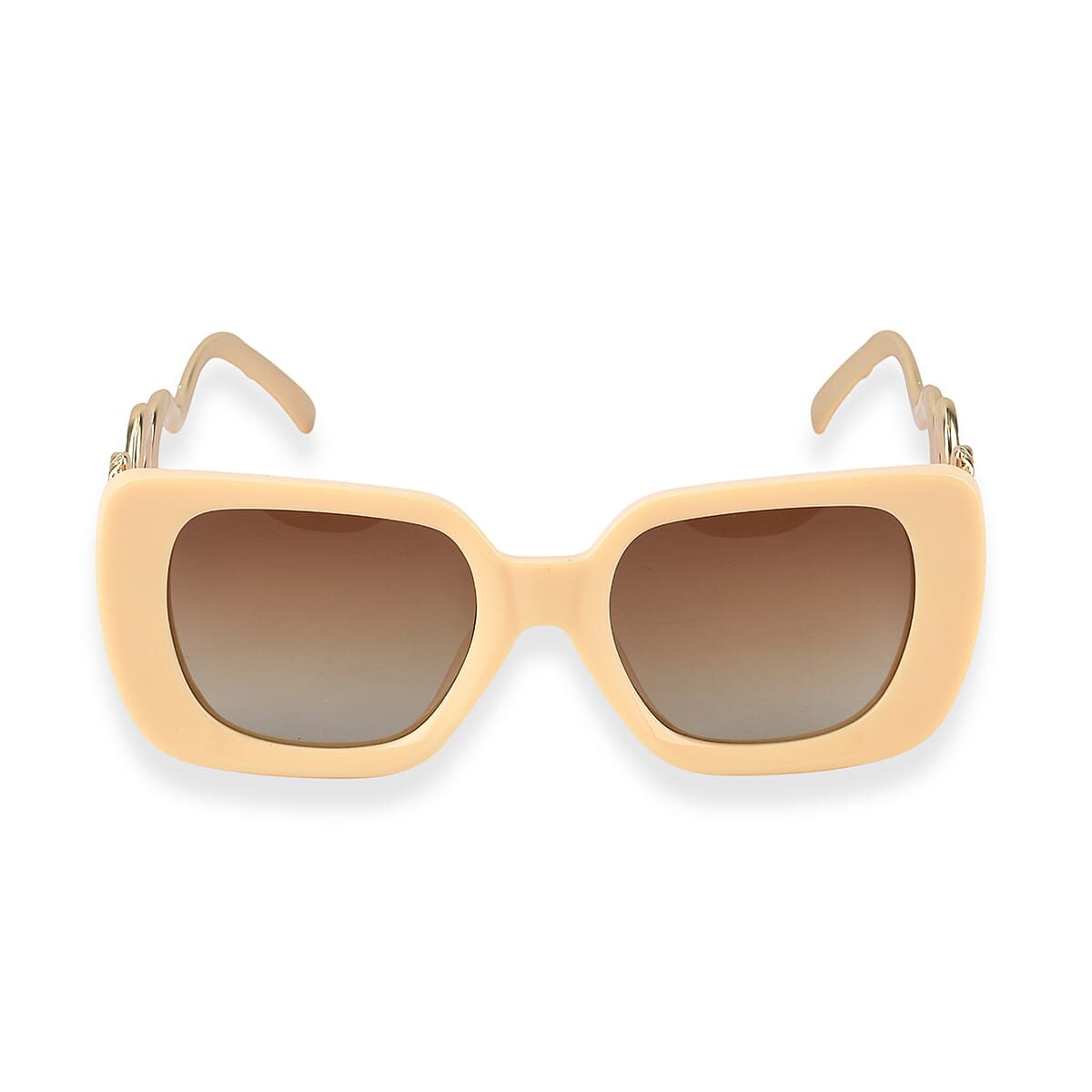 Beige UV400 Gold Snake Temples Design Sunglasses image number 4