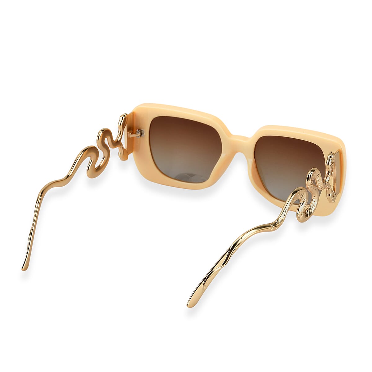 Beige UV400 Gold Snake Temples Design Sunglasses image number 5