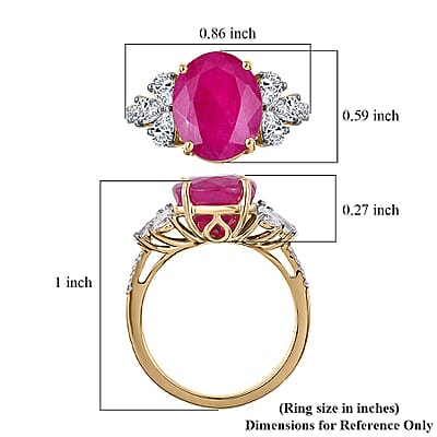 Certified & Appraised AAA Ruby and Luxuriant Lab Grown Diamond G-H SI 5.90 ctw Ring in 10K Yellow Gold (Size 5.0)