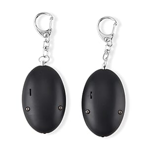 Livmore Black Set of 2 Mini Safety Alarm Keychain with LED