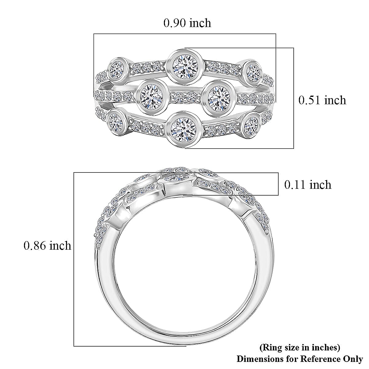 Luxuriant Lab Grown Diamond G-H SI 1.10 ctw Ring in Rhodium Over Sterling Silver (Size 10.0) (Del. In 10-12 Days) image number 5