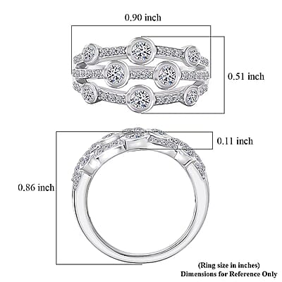 Luxuriant Lab Grown Diamond (G-H, SI) Ring in Rhodium Over Sterling Silver (Size 10.0) 1.10 ctw