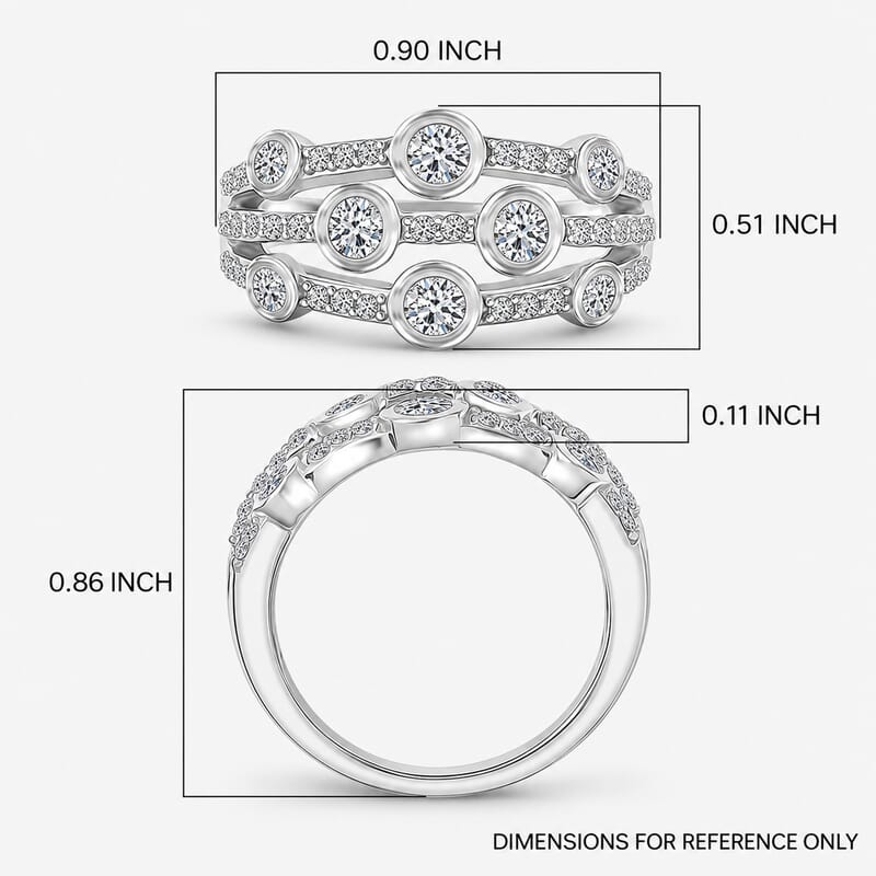 Luxuriant Lab Grown Diamond G-H SI 1.10 ctw Ring in Rhodium Over Sterling Silver (Size 10.0)
