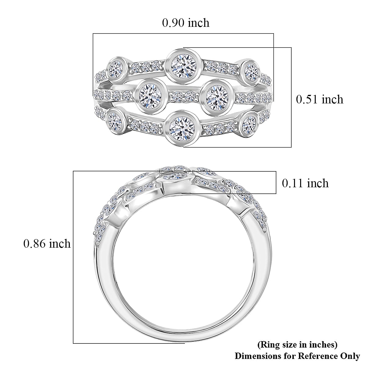 Luxuriant Lab Grown Diamond G-H SI 1.10 ctw Ring in Rhodium Over Sterling Silver (Size 7.0) (Del. in 12-15 Days) image number 5