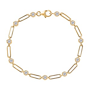 Luxuriant Lab Grown Diamond EF-VS 1.10 ctw Bracelet in 18K Vermeil Yellow Gold Over Sterling Silver (7.25 In) (Del. in 12-15 Days)