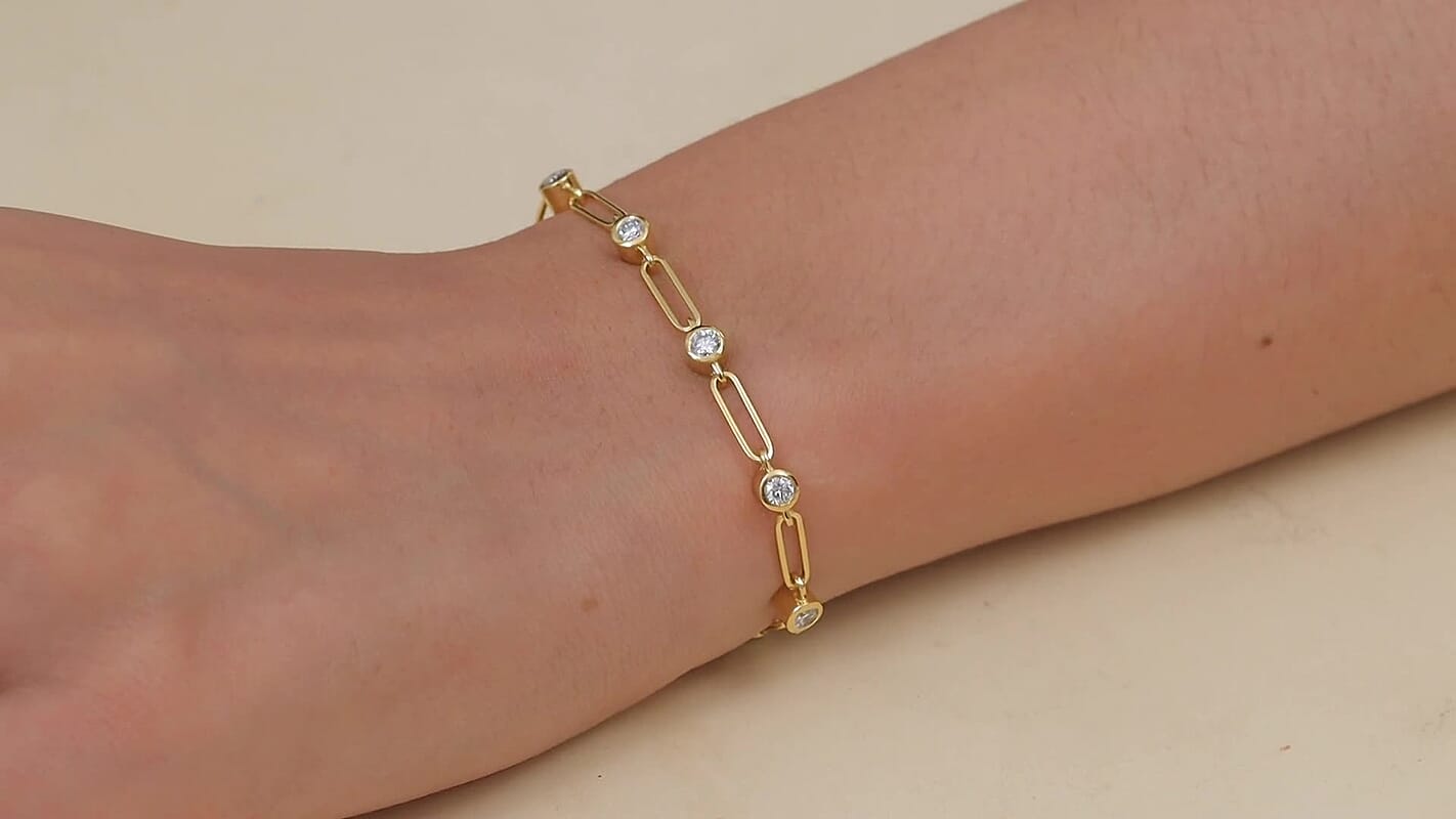 Luxuriant Lab Grown Diamond (EF-VS) Bracelet in 18K Vermeil YG Over Sterling Silver (7.25 In) 1.10 ctw