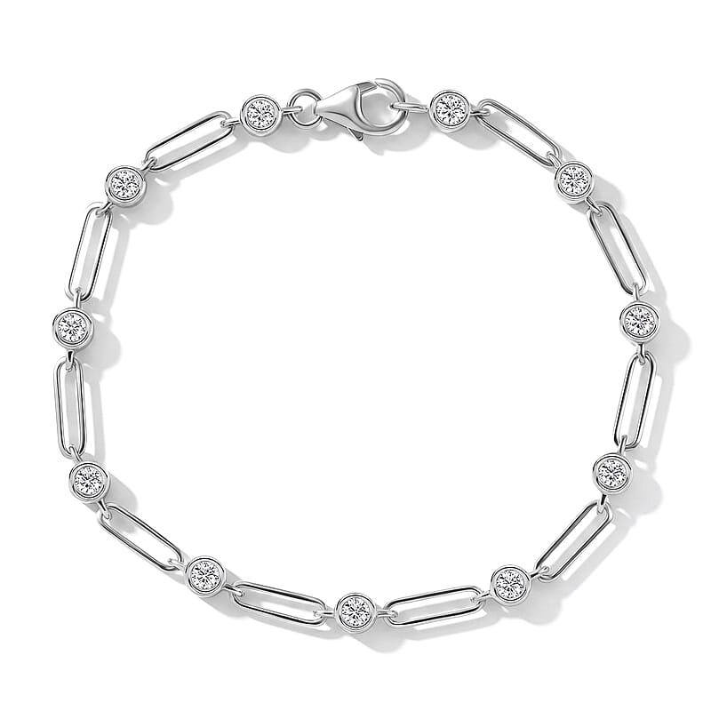 Luxuriant Lab Grown Diamond E-F VS 1.10 ctw Bracelet in Rhodium Over Sterling Silver (7.25 In)