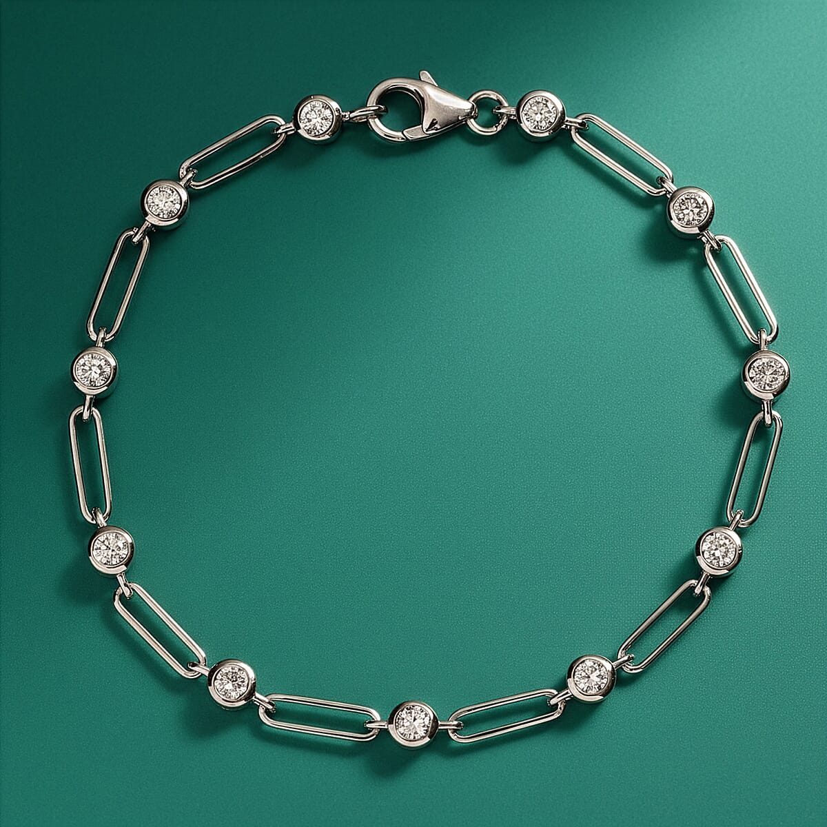 Luxuriant Lab Grown Diamond EF-VS 1.10 ctw Bracelet in Rhodium Over Sterling Silver (7.25 In) (Del. in 12-15 Days) image number 1