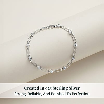 Luxuriant Lab Grown Diamond E-F VS 1.10 ctw Bracelet in Rhodium Over Sterling Silver (7.25 In)