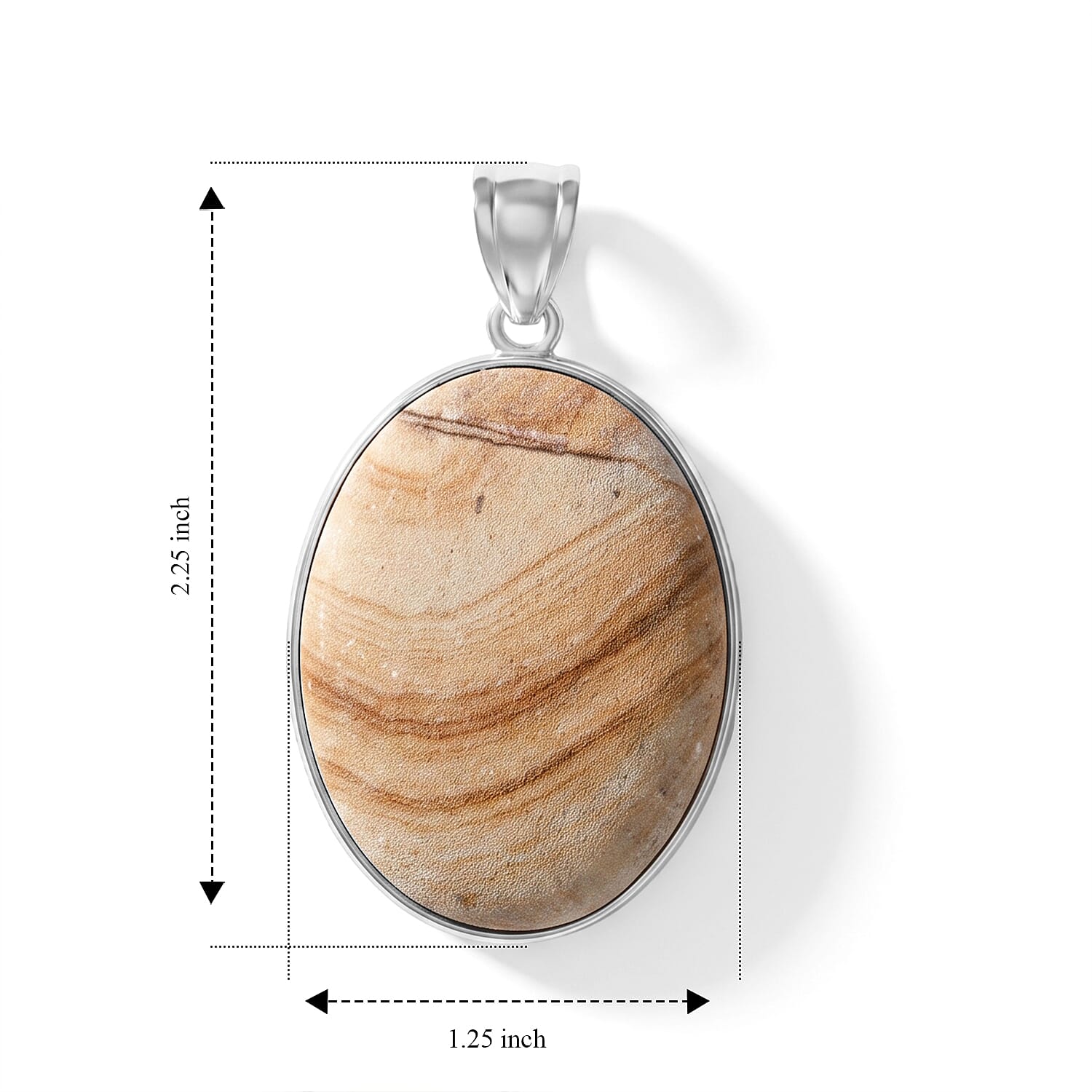 Scenic Picture Jasper 58.00 ctw Oval Pendant without Chain in Silvertone