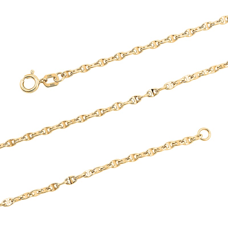 18K Yellow Gold Mariner Chain Necklace 2 Grams (18 Inches)