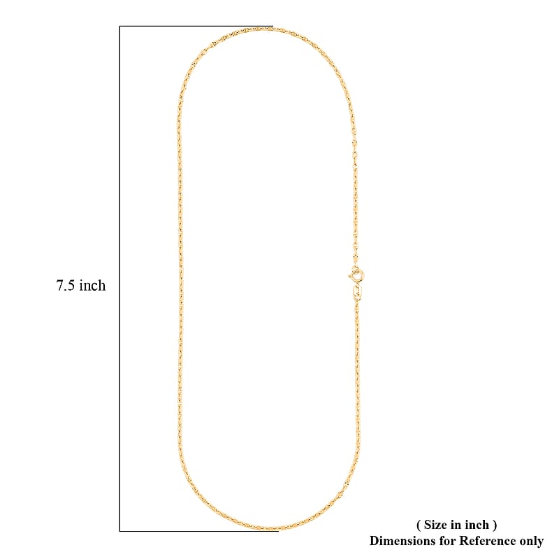18K Yellow Gold Mariner Chain Necklace 2 Grams (18 Inches)