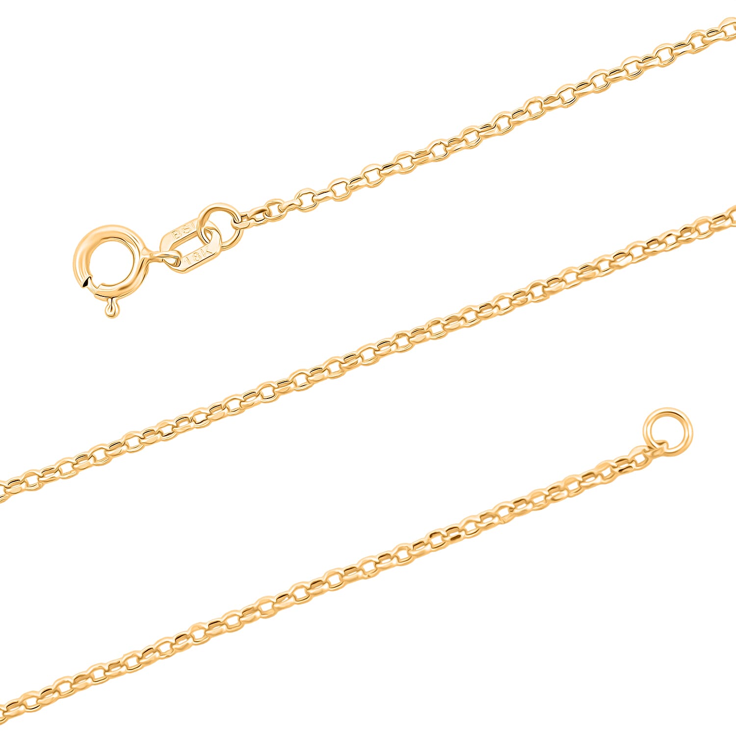 18K Yellow Gold Rolo Chain Necklace 1.4 Grams (20 Inches)