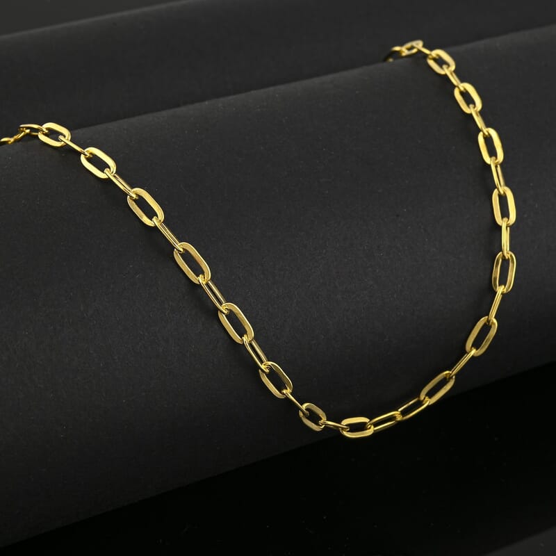14K Yellow Gold 2.70mm Paper Clip Necklace 3.60 Grams (20 Inches)