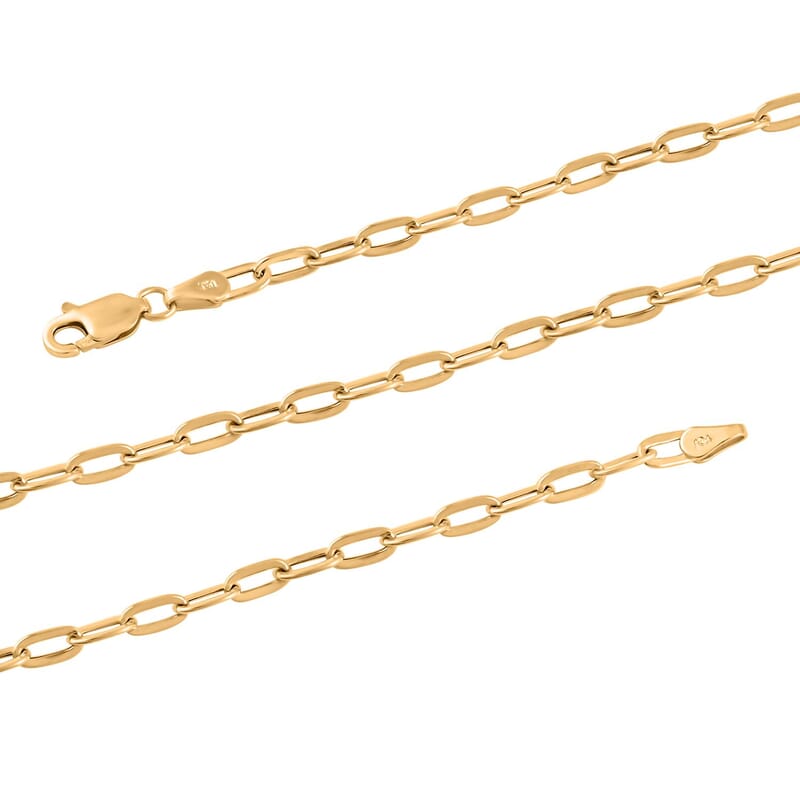 14K Yellow Gold 2.70mm Paper Clip Necklace 3.60 Grams (20 Inches)