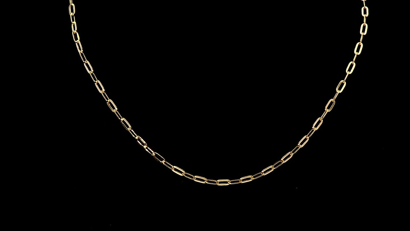 14K Yellow Gold 3mm Paper Clip Chain Necklace 5.75 Grams (24 Inches)