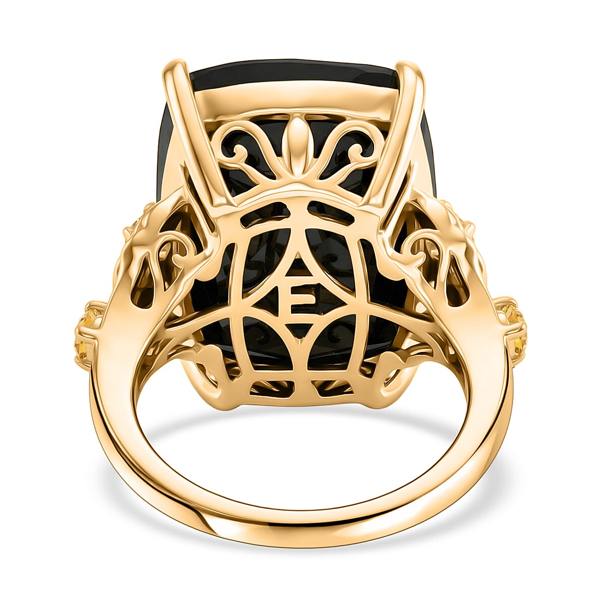 EverTrue Thai Black Spinel and Brazilian Citrine 25.50 ctw Ring in 18K YG Plated (Size 7.0)