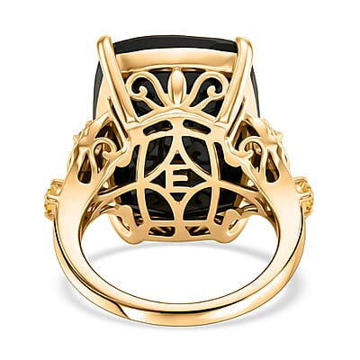 EverTrue Thai Black Spinel and Brazilian Citrine 25.50 ctw Ring in 18K YG Plated (Size 7.0)