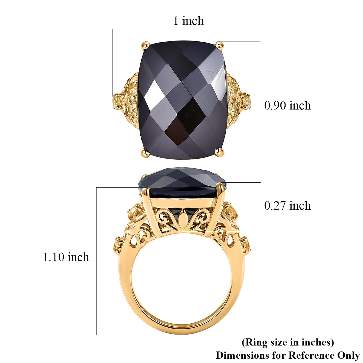 EverTrue Thai Black Spinel and Brazilian Citrine 25.50 ctw Ring in 18K YG Plated (Size 7.0)