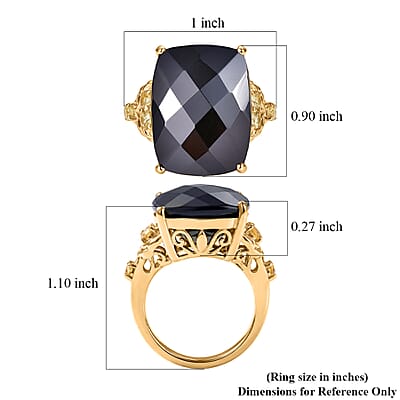 EverTrue Thai Black Spinel and Brazilian Citrine 25.50 ctw Ring in 18K YG Plated (Size 7.0)