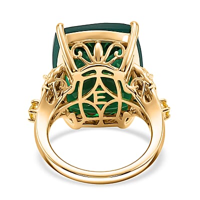 EverTrue Verde Onyx and Brazilian Citrine 15.30 ctw Ring in 18K YG Plated (Size 5.0)