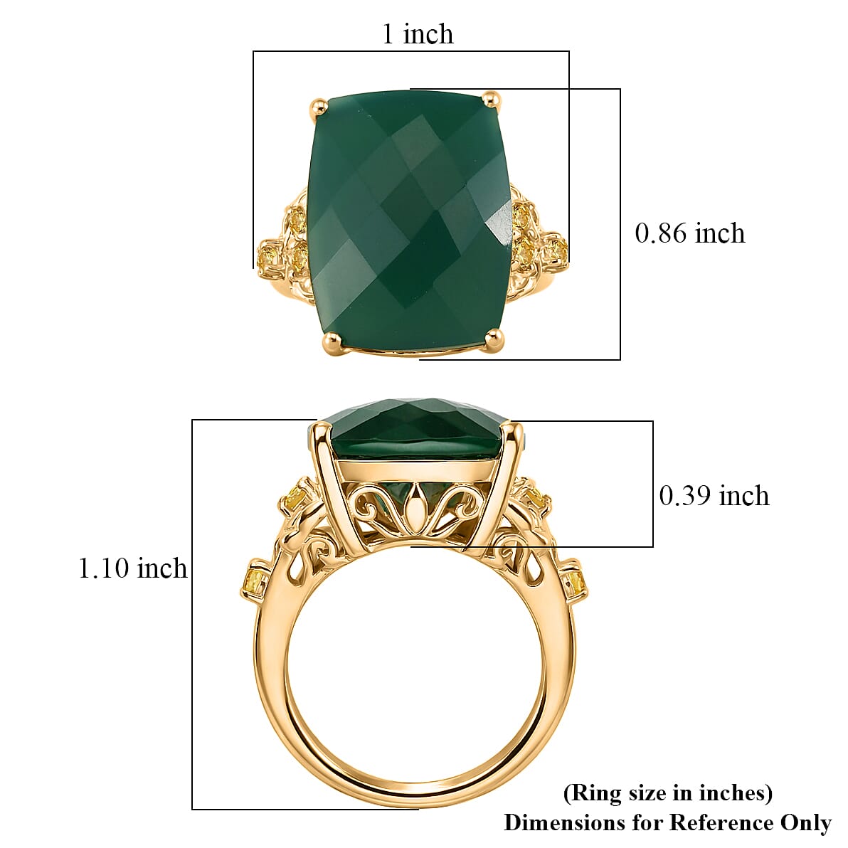 EverTrue Verde Onyx and Brazilian Citrine 15.30 ctw Ring in 18K YG Plated (Size 5.0)