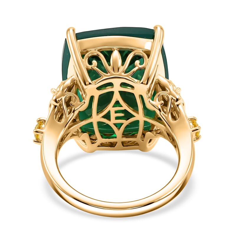 EverTrue Verde Onyx and Brazilian Citrine 15.30 ctw Ring in 18K YG Plated (Size 7.0)