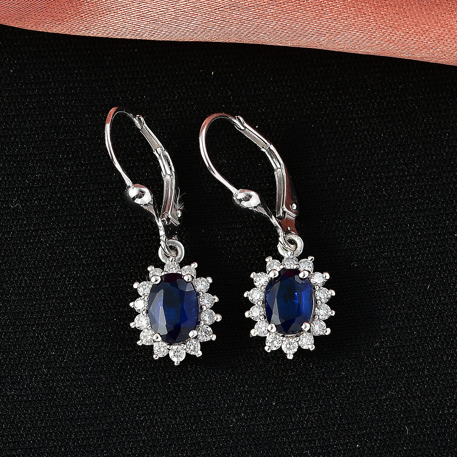 AAA Kashmir Kyanite and Luxuriant Lab Grown Diamond G-H SI 2.70 ctw Earrings in Rhodium Over Sterling Silver