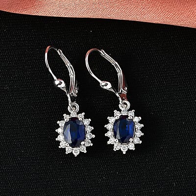 AAA Kashmir Kyanite and Luxuriant Lab Grown Diamond G-H SI 2.70 ctw Earrings in Rhodium Over Sterling Silver