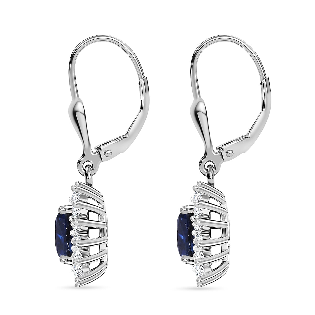 AAA Kashmir Kyanite and Luxuriant Lab Grown Diamond G-H SI 2.70 ctw Earrings in Rhodium Over Sterling Silver