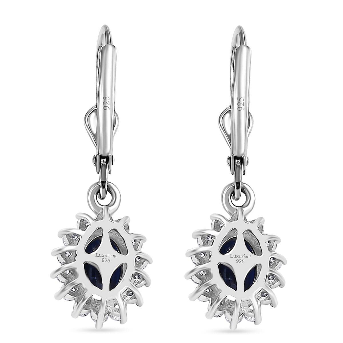 AAA Kashmir Kyanite and Luxuriant Lab Grown Diamond G-H SI 2.70 ctw Earrings in Rhodium Over Sterling Silver