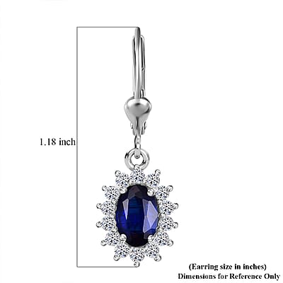 AAA Kashmir Kyanite and Luxuriant Lab Grown Diamond G-H SI 2.70 ctw Earrings in Rhodium Over Sterling Silver