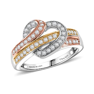 Luxuriant Lab Grown Diamond G-H SI 0.50 ctw Ring in 18K Vermeil YRG and Rhodium Over Sterling Silver (Size 7.0)