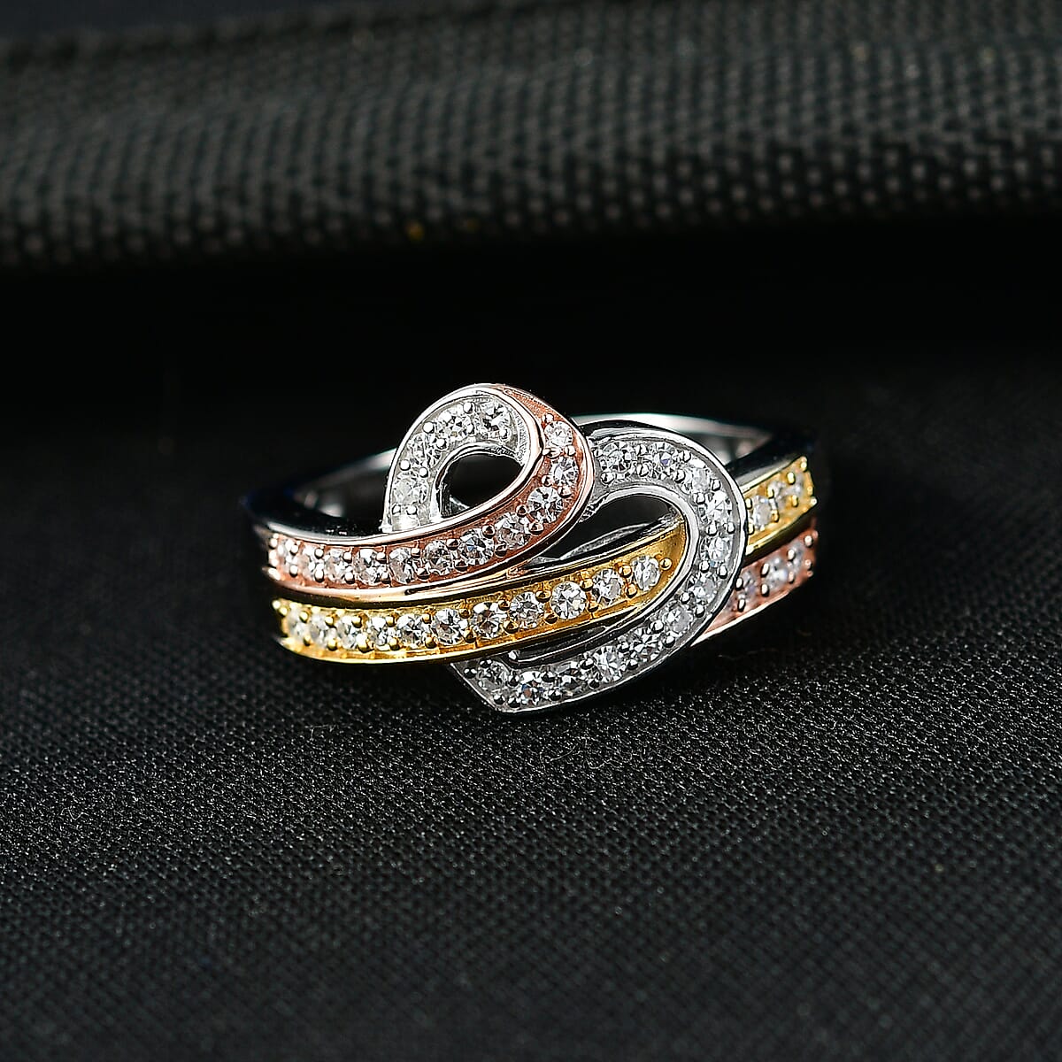 Luxuriant Lab Grown Diamond G-H SI 0.50 ctw Ring in 18K Vermeil YRG and Rhodium Over Sterling Silver (Size 7.0) image number 1