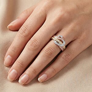 Luxuriant Lab Grown Diamond G-H SI 0.50 ctw Ring in 18K Vermeil YRG and Rhodium Over Sterling Silver (Size 7.0)