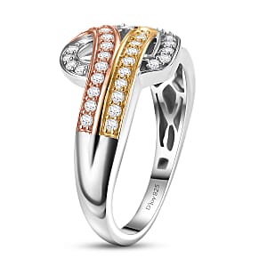 Luxuriant Lab Grown Diamond G-H SI 0.50 ctw Ring in 18K Vermeil YRG and Rhodium Over Sterling Silver (Size 7.0)