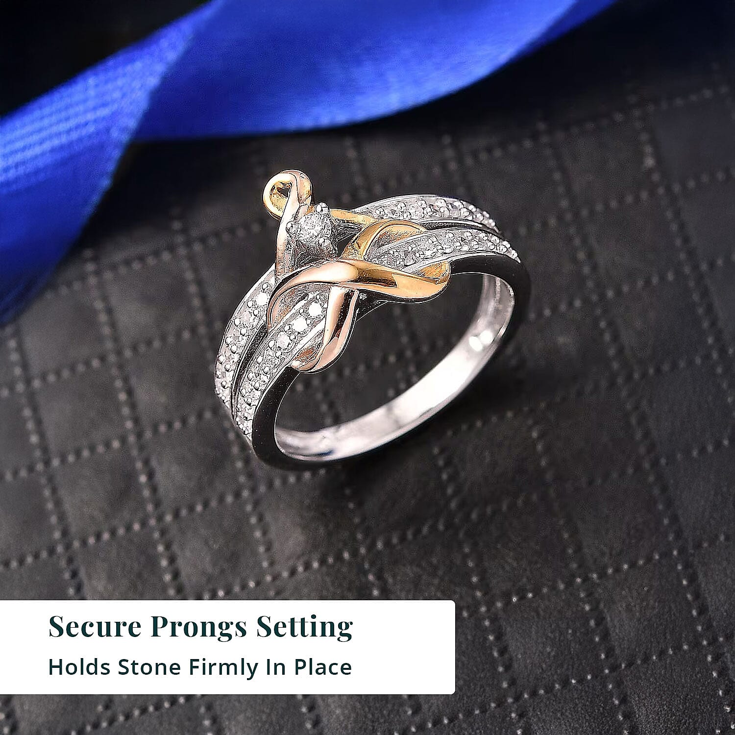 Luxuriant Lab Grown Diamond G-H SI 0.25 ctw Ring in 18K Vermeil YRG and Rhodium Over Sterling Silver (Size 10.0)