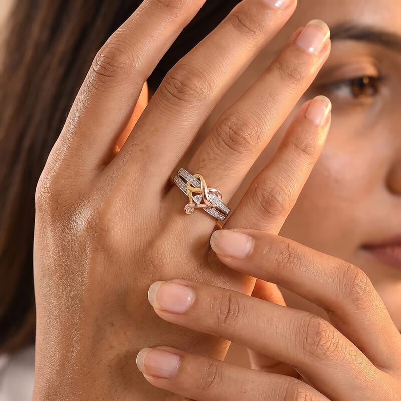 Luxuriant Lab Grown Diamond G-H SI 0.25 ctw Ring in 18K Vermeil YRG and Rhodium Over Sterling Silver (Size 10.0)
