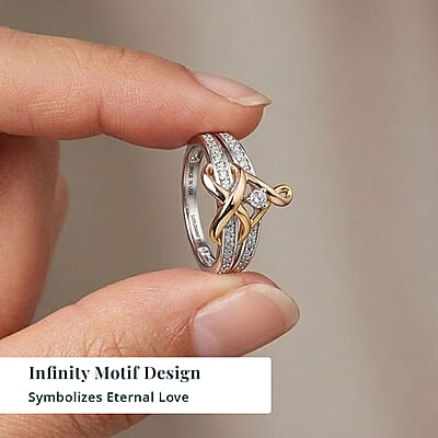 Luxuriant Lab Grown Diamond G-H SI 0.25 ctw Ring in 18K Vermeil YRG and Rhodium Over Sterling Silver (Size 10.0)