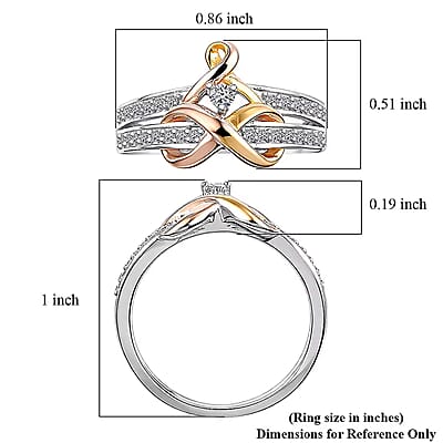 Luxuriant Lab Grown Diamond G-H SI 0.25 ctw Ring in 18K Vermeil YRG and Rhodium Over Sterling Silver (Size 10.0)