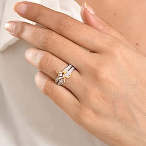 Luxuriant Lab Grown Diamond G-H SI 0.33 ctw Ring in 18K Vermeil YRG and Rhodium Over Sterling Silver (Size 7.0)