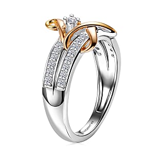 Luxuriant Lab Grown Diamond G-H SI 0.33 ctw Ring in 18K Vermeil YRG and Rhodium Over Sterling Silver (Size 7.0)