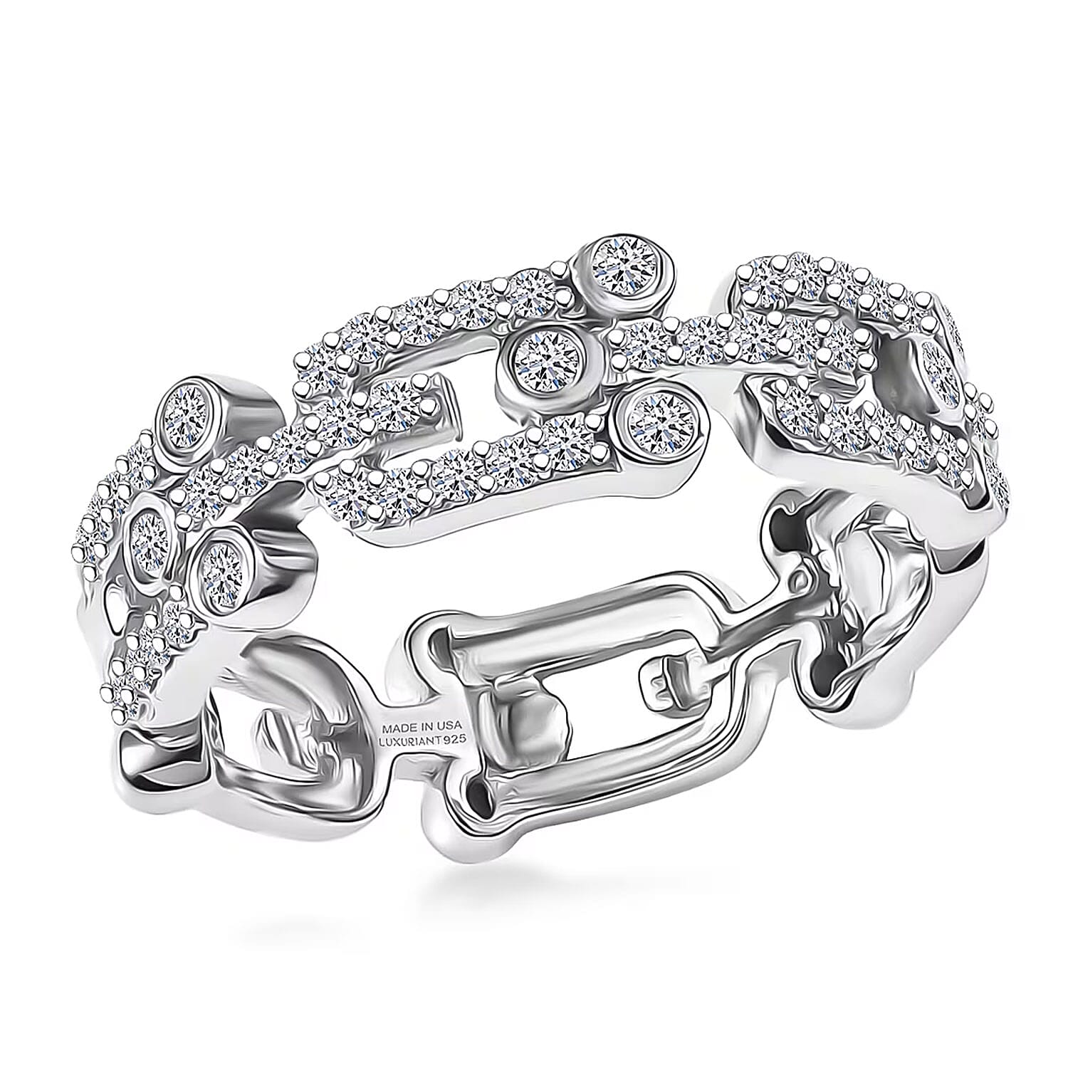 Luxuriant Lab Grown Diamond G-H SI 0.50 ctw Band Ring in Rhodium Over Sterling Silver (Size 10.0)